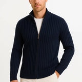 Men's Cardigan Grey Ribbed Knit Lightweight Casual and Formal Design for Men