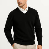Men's Cashmere Pullover V-Neck Slim Fit Elegant Casual Wear