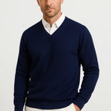 Men's Cashmere Pullover V-Neck Slim Fit Elegant Casual Wear