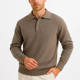 Men's Polo Sweater Cotton Blend Classic Knit Pullover with Structured Collar