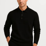 Men's Polo Sweater Merino Wool Long Sleeve Classic Knit