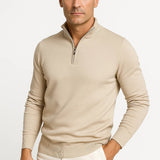 Men's Quarter Zip Sweater Cotton Blend Classic Fit Minimalist Design