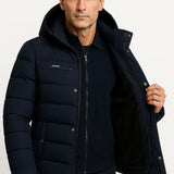 Men's Winter Jacket Black Lambswool Oversized Hooded Thick Padded Jacket