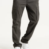 Men's Overalls Cotton Loose Fit Tactical Pants with Elastic Waist