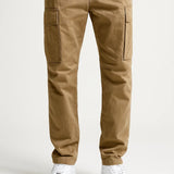 Men's Overalls Cotton Loose Fit Tactical Pants with Elastic Waist