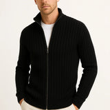 Men's Cardigan Grey Ribbed Knit Lightweight Casual and Formal Design for Men