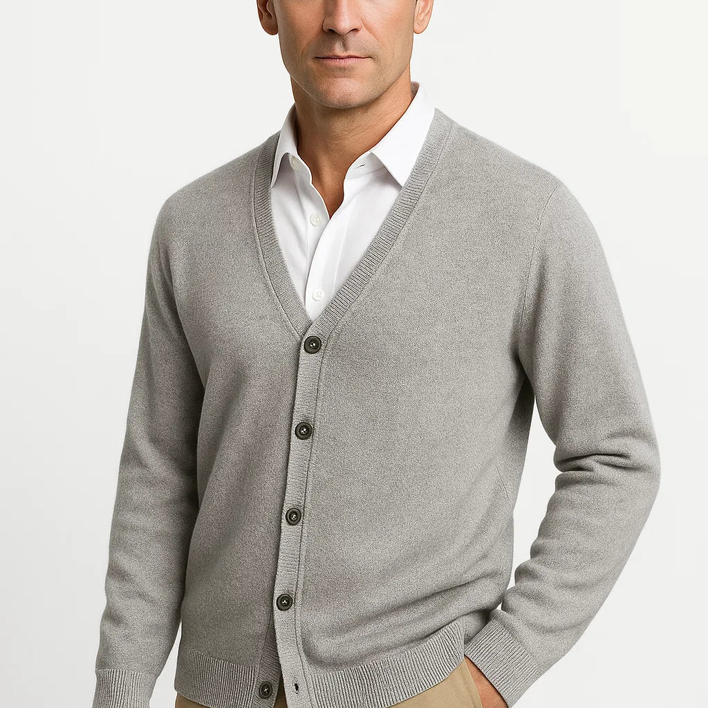 Men's Cardigan Merino Wool V-Neck Classic Knitwear