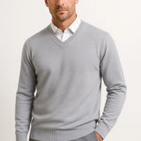 Men's Cashmere Pullover V-Neck Slim Fit Elegant Casual Wear