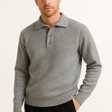 Men's Polo Sweater Cotton Blend Classic Knit Pullover with Structured Collar