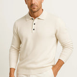 Men's Polo Sweater Merino Wool Long Sleeve Classic Knit