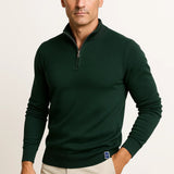 Men's Quarter Zip Sweater Cotton Blend Classic Fit Minimalist Design