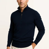 Men's Quarter Zip Sweater Cotton Blend Classic Fit Minimalist Design