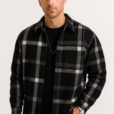 Men's Casual Shirt Cotton-Polyester Blend Long Sleeve Checkered Khaki