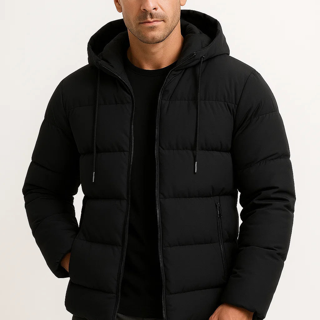 Men's Insulated Puffer Jacket Cotton Blend with Hood