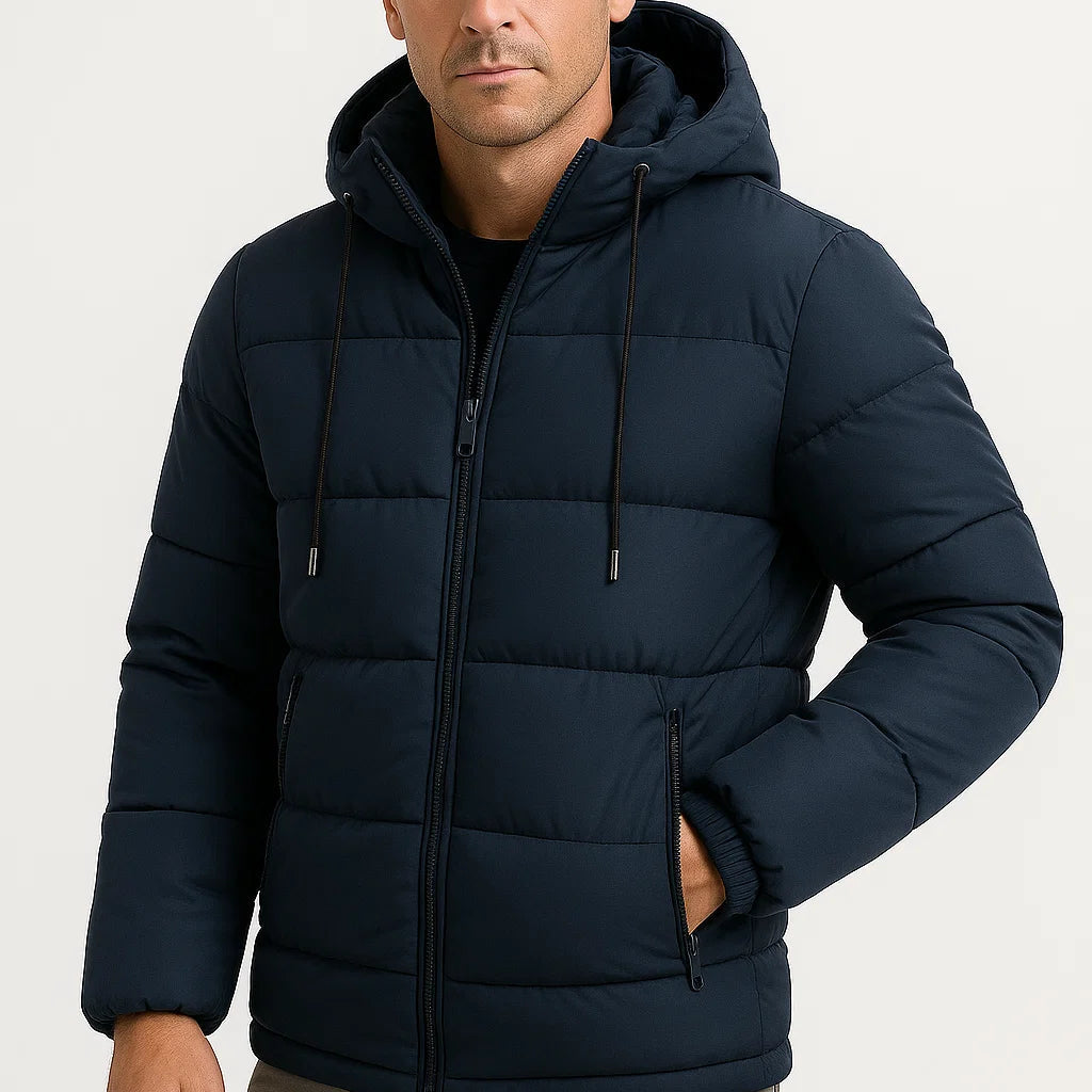 Men's Insulated Puffer Jacket Cotton Blend with Hood