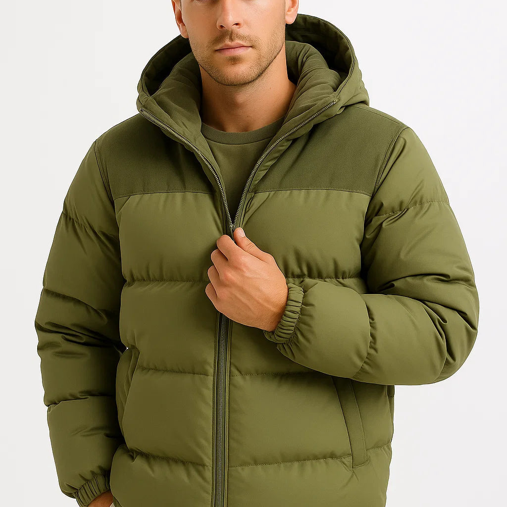 Men's Puffer Jacket Lightweight Insulated with Hood and Pockets