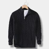 Edward Jacquard Mock Neck Half-Zip Sweater for Men – Timeless Old Money Style Navy