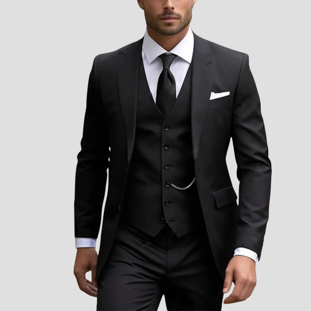 Men's Three-Piece Suit Tailored Slim Fit Blend for Weddings and Groomsmen