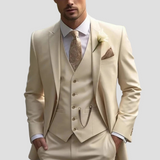 Men's Three-Piece Suit Tailored Slim Fit Blend for Weddings and Groomsmen