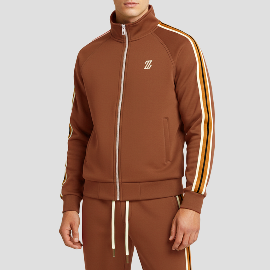 Men's Tracksuit Set Breathable Fabric Striped Design