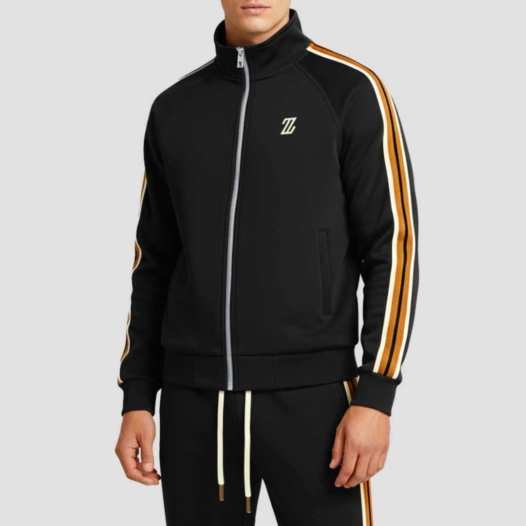 Men's Tracksuit Set Breathable Fabric Striped Design