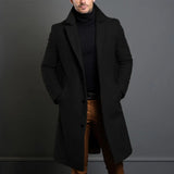 Leonard Men’s Long Wool Overcoat – Timeless Winter Elegance Black