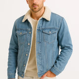Men's Fleece Jacket Denim Thickened Winter Loose Fit