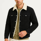 Men's Fleece Jacket Denim Thickened Winter Loose Fit