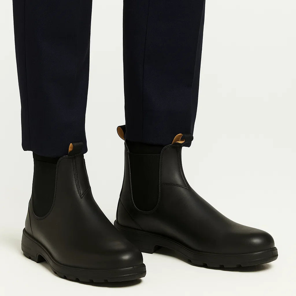 Men's Chelsea Boots PU Leather Ankle Length with Elastic Panels