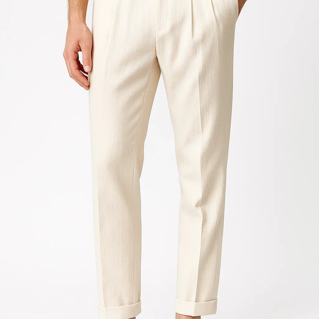 Men's Trousers Modern Fit Cotton Elegant with Folds