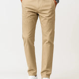 Men's Chino Pants Khaki Cotton Stretch Straight Fit