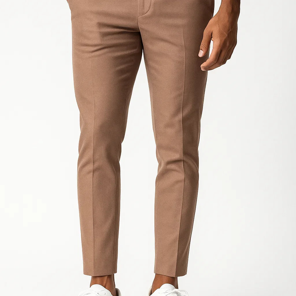 Men's Chino Pants Khaki Stretch Fabric Modern Fit