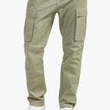 Men's Overalls Cotton Loose Fit Tactical Pants with Elastic Waist