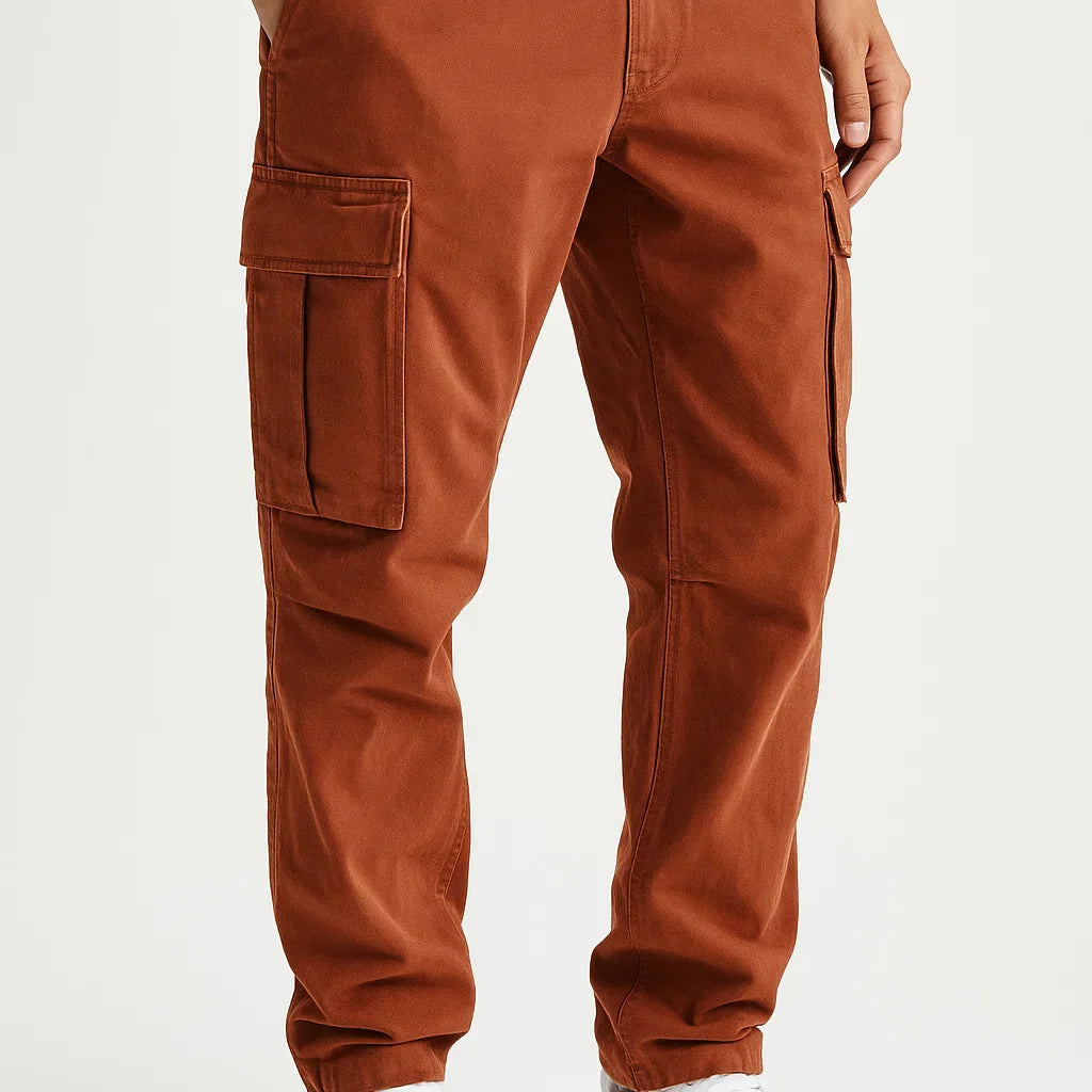 Men's Overalls Cotton Loose Fit Tactical Pants with Elastic Waist