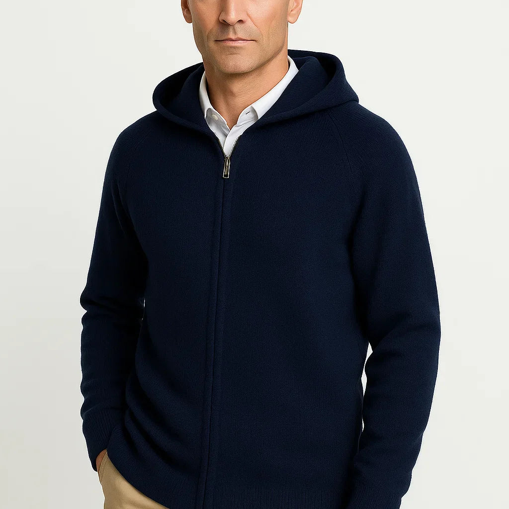 Men's Cardigan Merino Wool Hooded Thick Knit Jacket