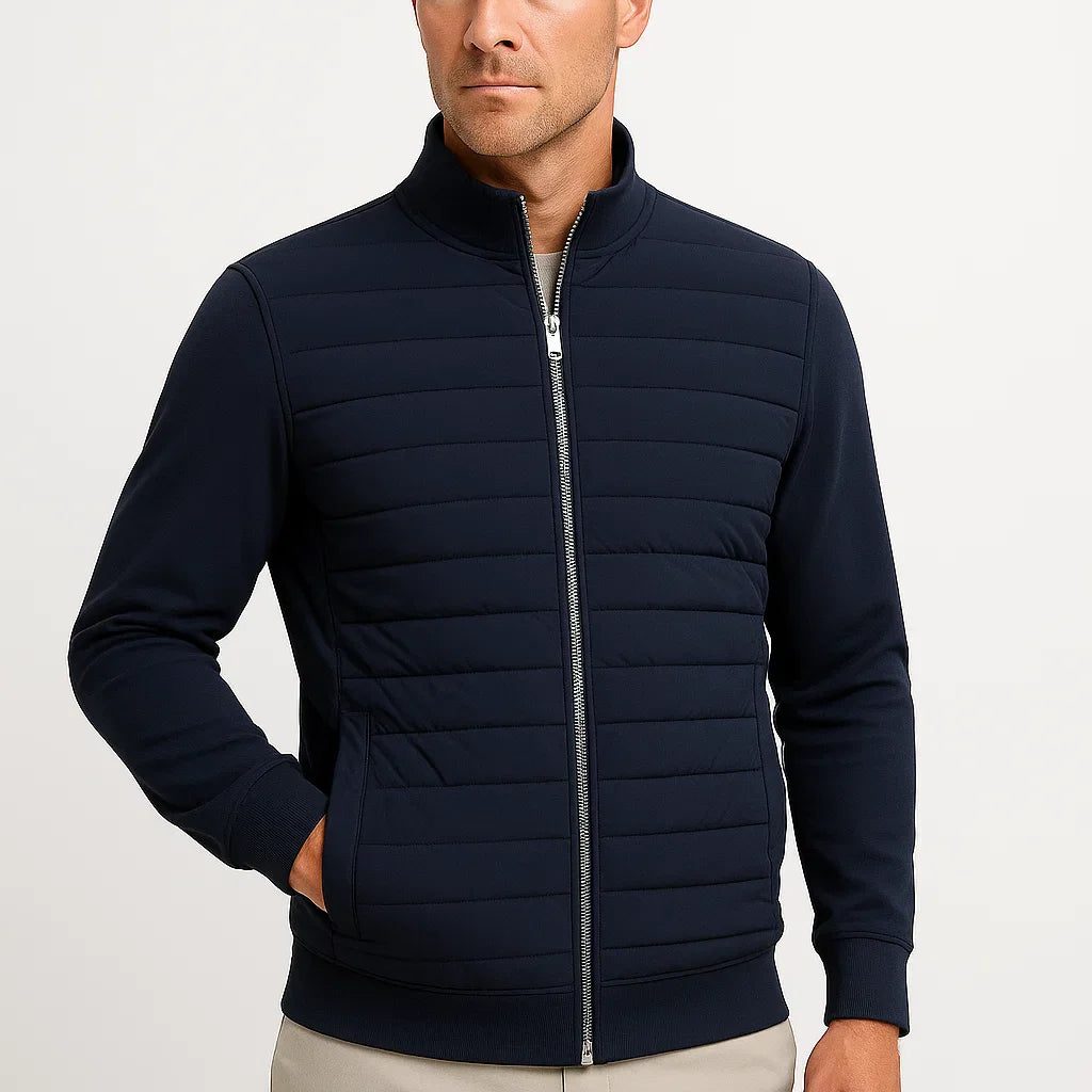 Men's Jacket Hybrid Quilted Knitted Sleeves Polyester Cotton