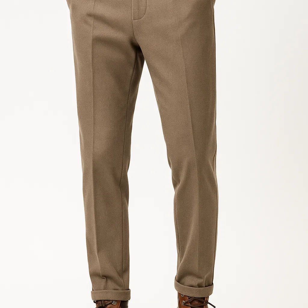 Men's Trousers Wool Blend Structured Fit Slim Tapered Leg